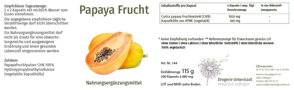 SWIDRO PAPAYA FRUCHT EXTRAKT 200 STK